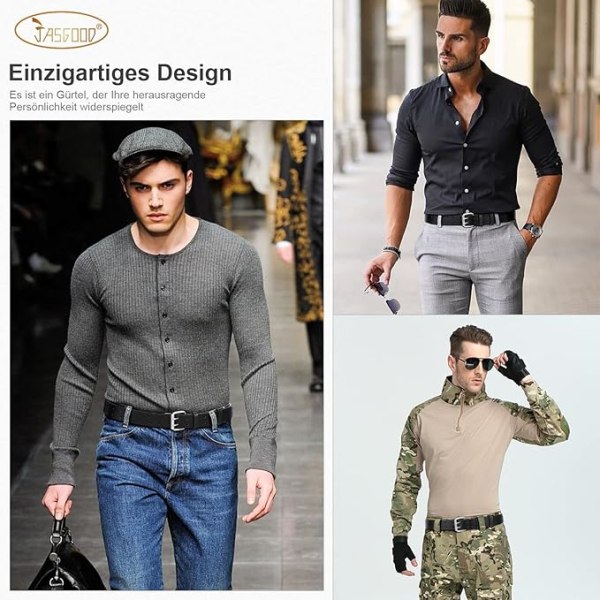 Läderbälte med dubbla ben för män Casual Work Heavy Duty bälte Dubbla öglor  Bälte för jeans 6aeb | Fyndiq