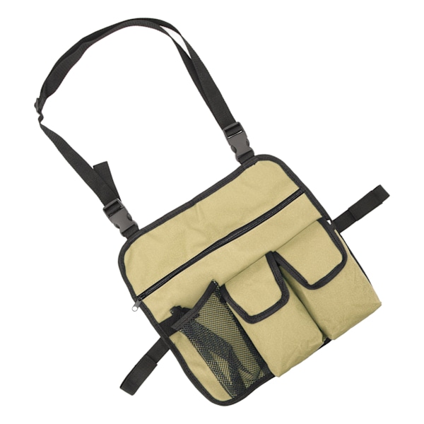 Strandstol Armlenestøtteveske 600D Oxford Stoff Multifunksjonell Organizer for Camping Khaki