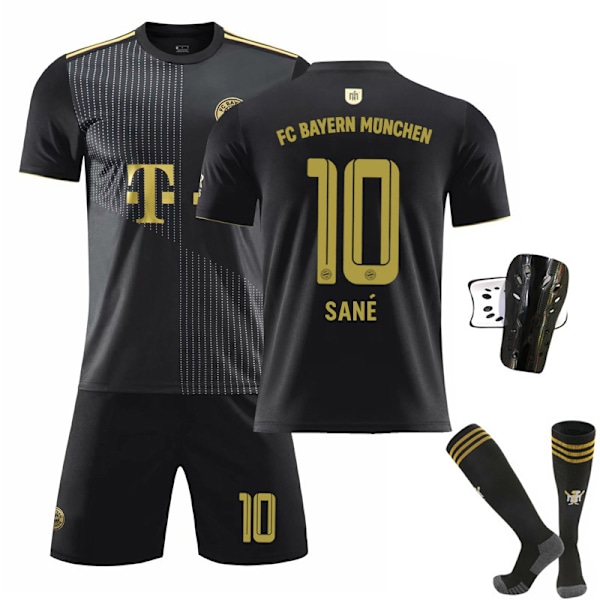 21-22 Bayern ude sort nr. 25 Muller trøje nr. 9 Lewandowski fodbolduniform dragt nr. 10 Sane guld bogstaver Bayern Away #9 Kit & Socks L#