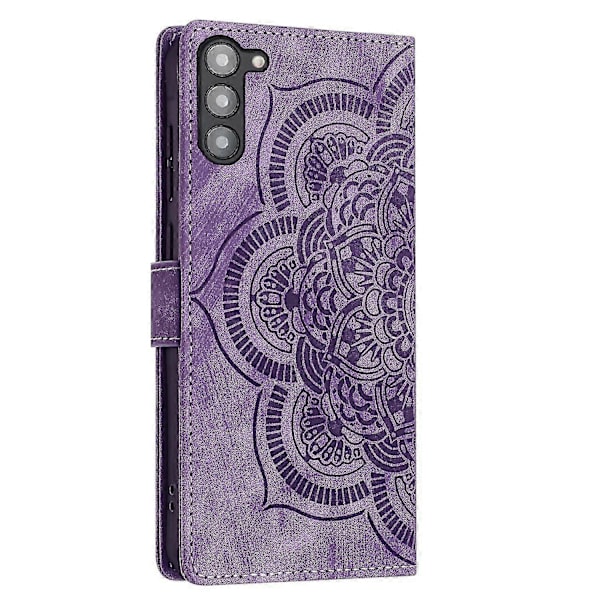 Frosted Læder Etui til Mandala Emed Retro Telefon Lilla(FQ) For Samsung Galaxy S23 5G Purple