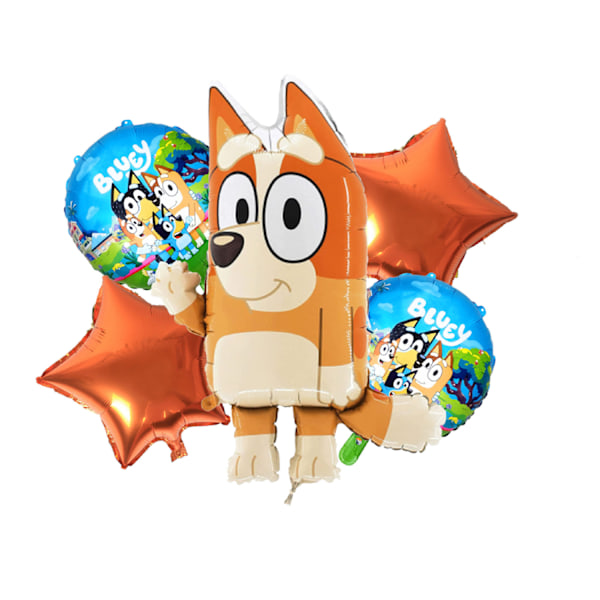 26\" Bingo Bluey Fest Dekorationer Fødselsdag Folie Balloner Blå Orange B