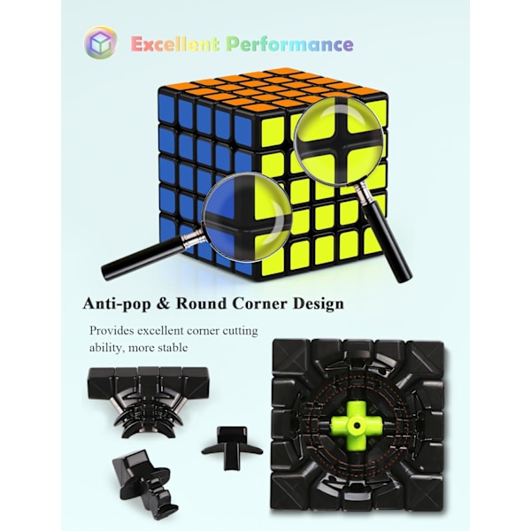 5x5 Speed ​​Cube, QiZheng 5x5x5 Original Puzzle Cube Super Hållbar Dekal med Levande Färger (5x5x5) 5x5x5 5x5x5 3x3x3
