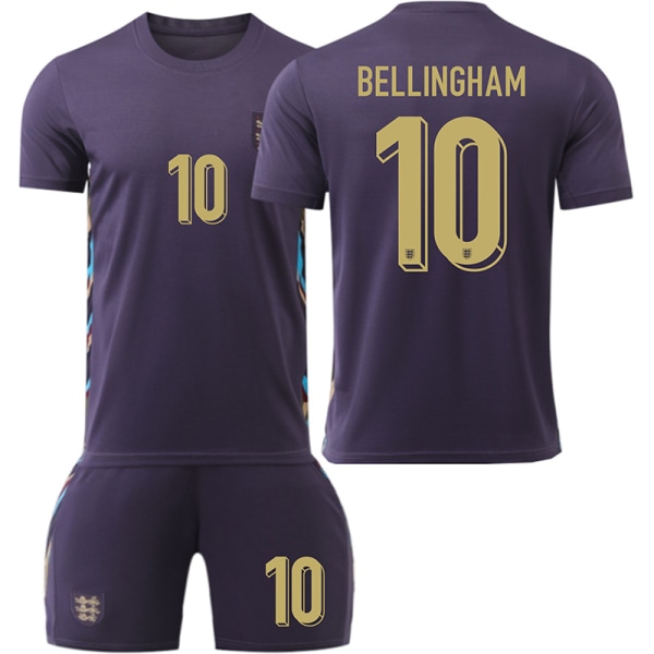 2024 England bortaställ nr 9 Kane 10 Bellingham 7 Foden EM barnfotbollströja set No socks size 10 26 yards