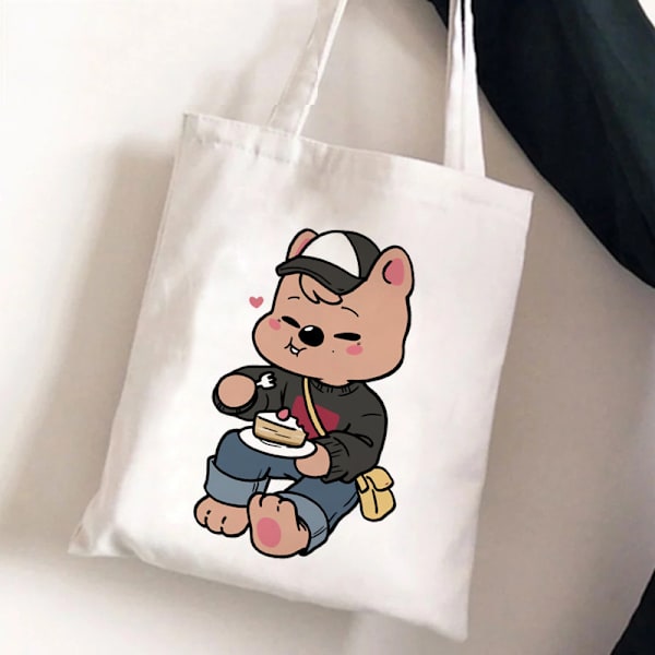 Stray Kids Skzoo tryckt canvasväska axelväska student mode shoppingväska STD311-F