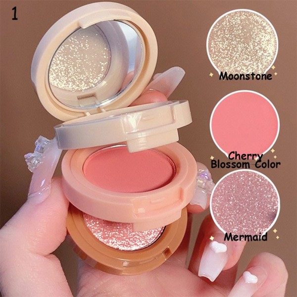 3 i 1 Highlighter Blush Palette Matt Ögonskugga 1