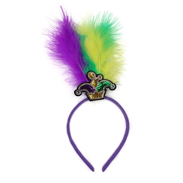Mardi Gras-hovedbånd til piger, damer, fjerhovedbånd til banketfotografering 0.03 Headband mask