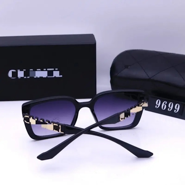 Oversized solbriller for kvinner med metallramme, cha*el-inspirerte solbriller C6 with C logo