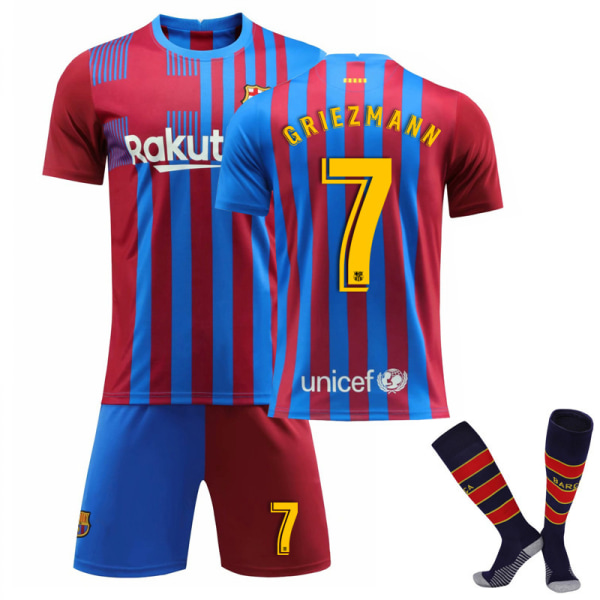 2022 Barcelona Kotipaita Set Lapset Aikuiset Jalkapallopaita Harjoituspaita No.7 GRIEZMANN No. 7 GRIEZMANN XS