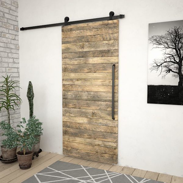 vidaXL Skyvedørsbeslag SKIEN 183 cm stål sort Black Black