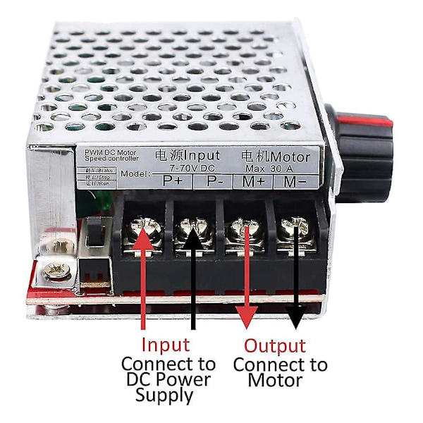 7-70v 30a Pwm Dc Motorhastighetsregulator Brytare Kontroll 12v 24v 36v 48v Med 30 Amp Säkring