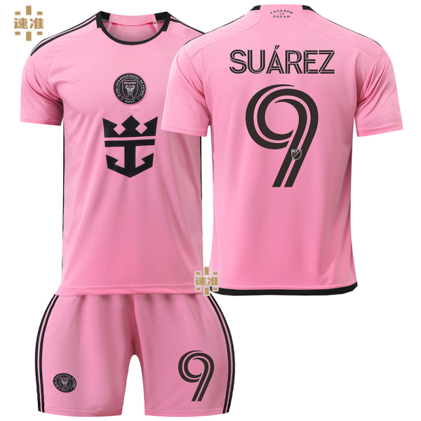 24-25 Miami hemtröja nr 10 Messi fotbollströja 9 Suarez tröja vuxna barn män och kvinnor rosa kostym Miami Pink Home No Number XL