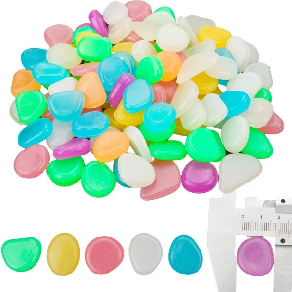 Glow-in-the-Dark Fargede Edelstener 100 Akvarium Edelstener Fisketank Glow-in-the-Dark Steiner