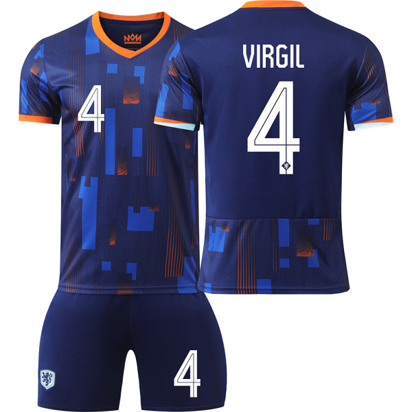 2024 Europacup Nederländerna fotbollströja nr 4 Van Dijk 10 Depay 11 Robben 21 De Jong tröjset Size 10 with socks #26