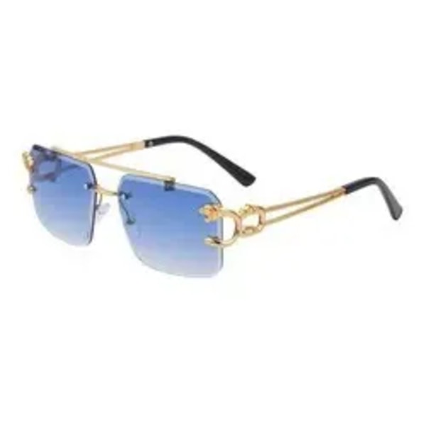 2024 Billiga Fashion Vintage Leopard Head Dubbel Brygga Snygga Ramlösa Solglasögon UV400 Skydd Dam Solglasögon Gradient Gray N5 Rimless Shades