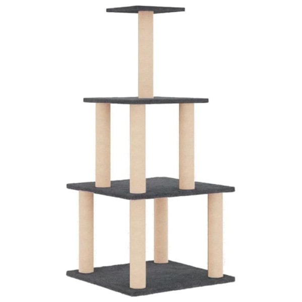 Kattetre med kløsestolper i mørk grå sisal 111 cm Grå