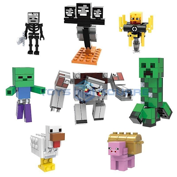 Herobrine Ghast Wither Steve Med Min Verden Actionfigurer Model Byggeklodser Mursten Sæt Gaver Legetøj Til Børn F set