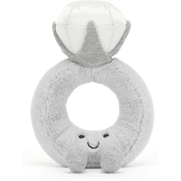 Jellycat Amuseables Diamantring Fyldt Legetøj, 8 tommer | Bryllupsring Plys | Forlovelses- og Bryllupsgave