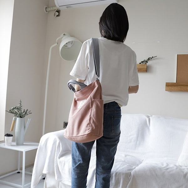 Canvasväska för kvinnor, shoppingväska för fritid och arbete pink