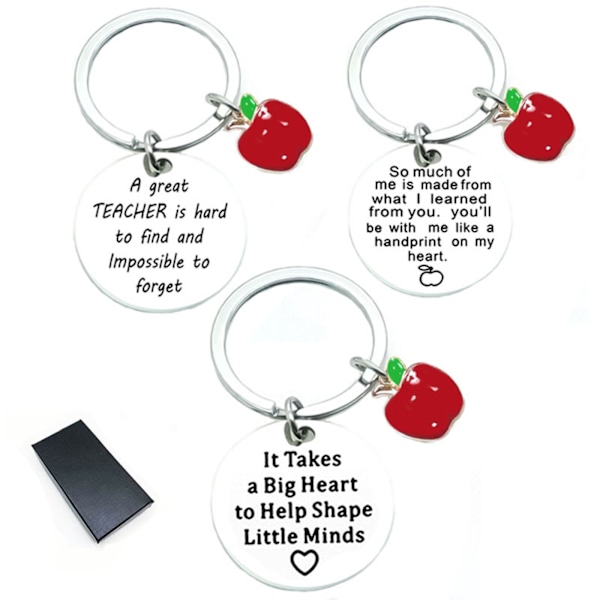 3pcs Teacher Gifts for Apple Keychain for Women Teacher Keychain Teacher Appreciation Gifts Thank You Gifts for Teachers