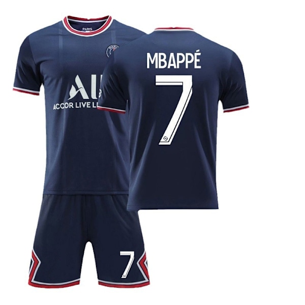 21-22 Paris hjemme nr. 30 Messi nr. 7 Mbappe nr. 10 Neymar fodboldtrøje sportstøjssæt Paris home number 4 with socks 16#