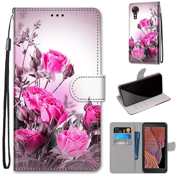 SQBB Etui for Samsung Galaxy Xcover 5 Deksel Magnetiske Spor Kreativ Roseblomst Mønster Etui Coque