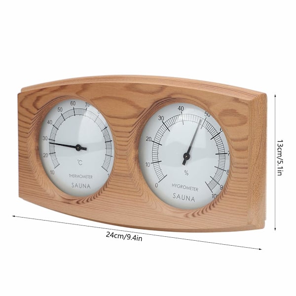 in 1 Wooden Hygrometer Sauna Thermometer Double Dial Sauna Temperature Meter Humidity Meter