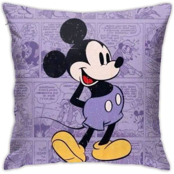 Mjuk dekorativ kuddfodral Mickey Mouse fyrkantig örngott bekväm överdrag lyxigt överdrag för soffa säng stol bil heminredning. (18x18 tum)