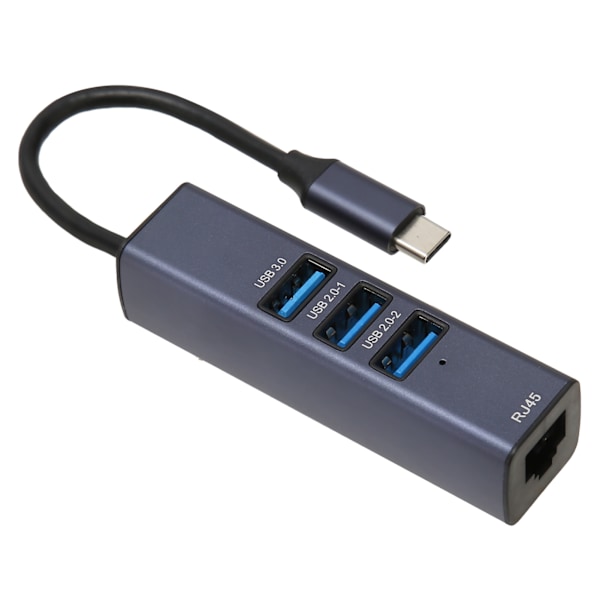4 i 1 USB C Hub RJ45 Gigabit Ethernet Port 3 USB-portar USB C till Ethernet-adapter med förvaringshål för bärbara datorer surfplattor