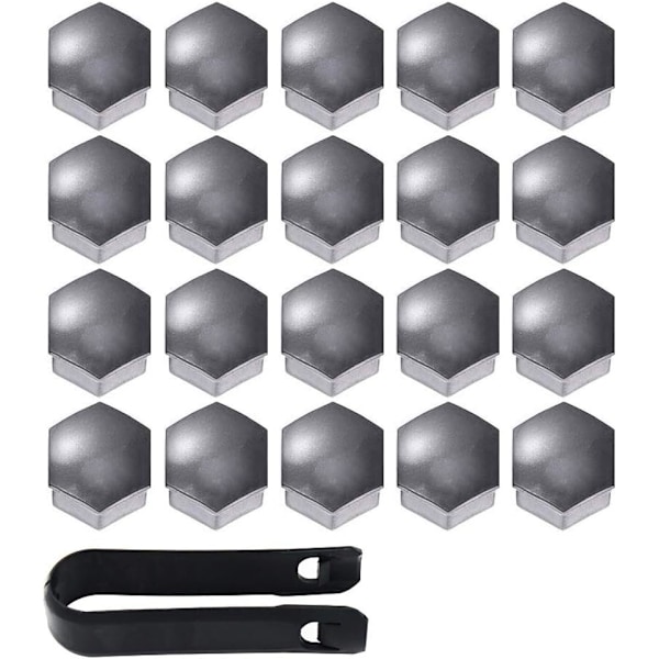 20 st hjulmuttrar 17 mm, hjulbultmuttrar, hexagonala däckmuttrar (grå) Grå Grey 17mm