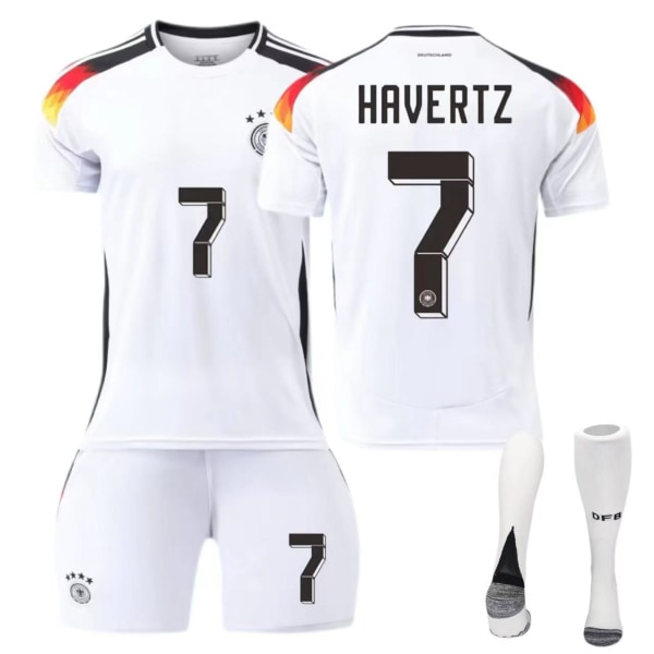 Europæisk Cup-Tyskland Hjemmebanetrøje Nr. 6 Kimmich Nr. 7 Havertz Børne- og Voksensæt Fodboldtrøje No size socks + protective gear 28