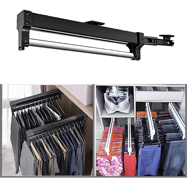 1 adjustable clothes rail to remove hangers - Adjustable telescopic rod (292 mm, black)