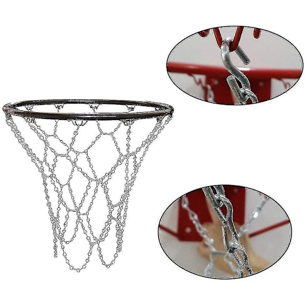 Basketbollnät för utomhus, Ersättningsnät för basketboll, Utomhusbasketbollnät, Metallbasketbollnät, Standard Hållbart Galvaniserat Basketbollnät för inomhus