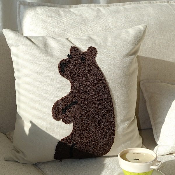 Broderad prydnadskudde i ren bomullscanvas med djurmotiv, soffa för vardagsrum, bilstöd för ryggen, midjekudde, sängkudde, sovkudde 45*45 cm