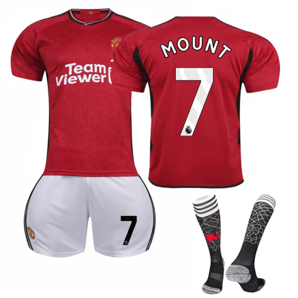 23-24 Manchester United hjemme Røde Djævle fodbolduniform sæt nr. 10 Rashford 21 Anthony 25 Sancho 7 Mount Size 7 with socks #20