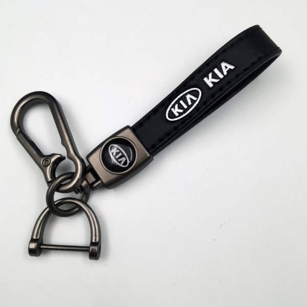 Personlig bilnyckelring i metall med logotyp - Lädernyckelring för män Kia Gunmetal Hardware