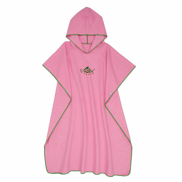Strandhåndklæde Poncho Badekåbe med Hætte Hurtigtørrende Badekåbe Svømmehåndklæde Pink 90X110cm