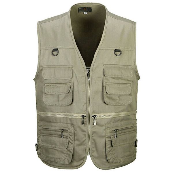 Herre Outdoor fiskevest Jagt Vandring Udendørs vest lomme sort- Perfet sort black 3XL