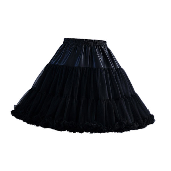 Kvinde Lagdelt Underskørt i Tulle Chiffon Krinoline til Kjole Black 45cm