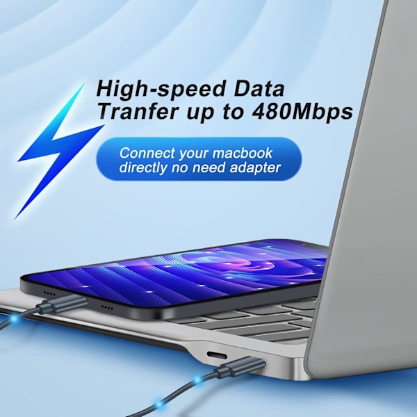 Monitoiminen latauskaapeliadapterisetti, USB C - Micro USB/Lightning/USB A -kaapelimuunninadapterisetti, jota voidaan käyttää puhelintelineenä - Sininen