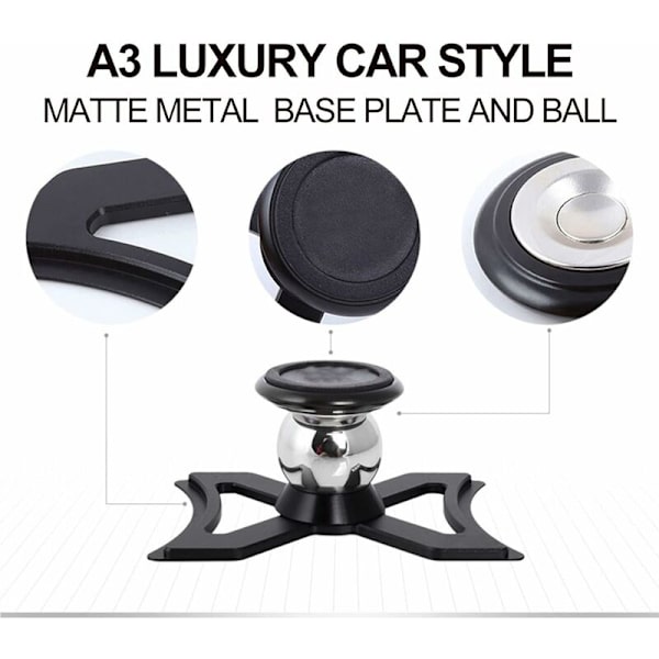 Magnetisk telefonholder til Audi A3 8V S3 8P, luftventilationsbeslag, egnet til smartphone og GPS, med bil, 360° justerbar visning, sort
