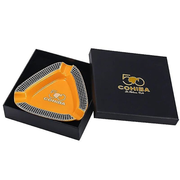 Cohiba Cigar Ashtray Triangular Bærbar Tre Rom Keramisk Askebeger Hjem Gadgets (ZYH)