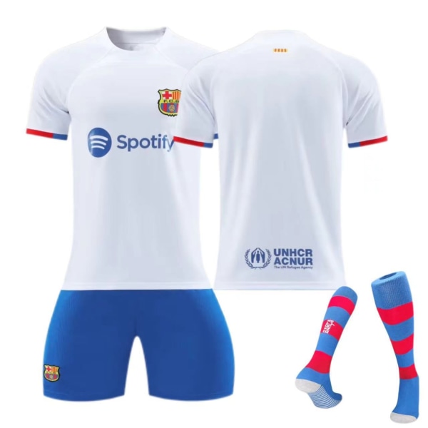 Barcelona vieraspaita lasten aikuisten puku jalkapalloasu Size 7 socks + protective gear 18