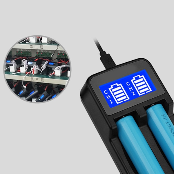 Intelligent USB Batterioplader LCD-skærm til Li-ion 18650 18500 18490 18350 17670 14500/Ni MH/Ni Cd Opladningsløsning