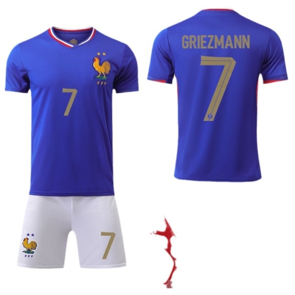 2024 EM Frankrikes hemmatröja nr 10 Mbappe fotbollströja 9 Giroud 11 Dembele 7 Griezmann France Home No Num No Socks #XS