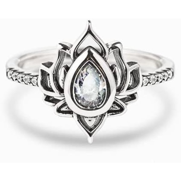 Lotus Ring 925 Sterling Silver Ringar Staplingsringar för kvinnor Ca