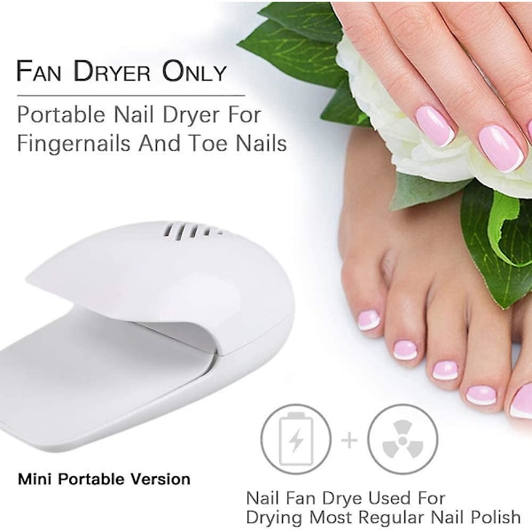 Nageltorkfläkt för vanlig nagellack, bärbar nageltork, nagelkonstpoleringsmaskin, snabb torkning av nagellack, gelnagellack