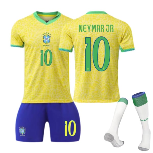 Brasilian kotipaita nro 10 Neymar nro 20 Vinicius lasten aikuisten puku jalkapallopaita Size 7 socks 22