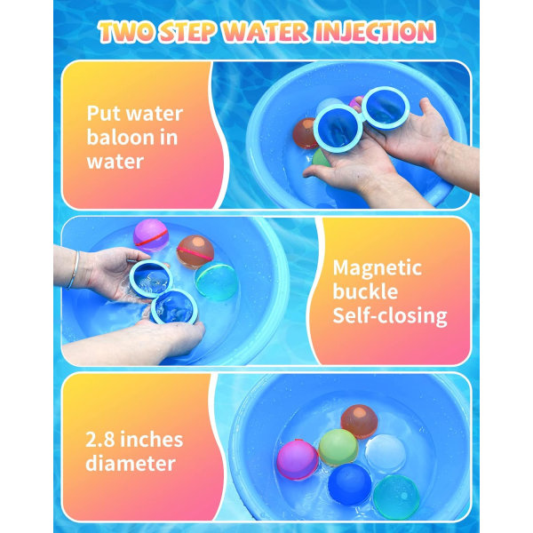 Vandballoner Sommer Pool Strandlegetøj Hurtig Fyld Magnetisk Splash Kugler Silikone Latex Fri Med Net Selvforseglende Vandbombe Spil (12 stk)