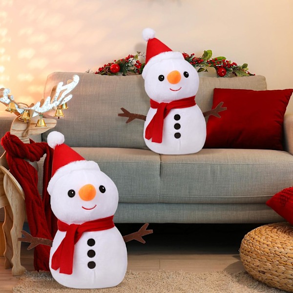 2 stk Snømann Puter Vinter Snømann Puter Dekorative Snømann Sherpa Puter Snømann Pute for Vinterdekorasjon Sofa Stue Soverom