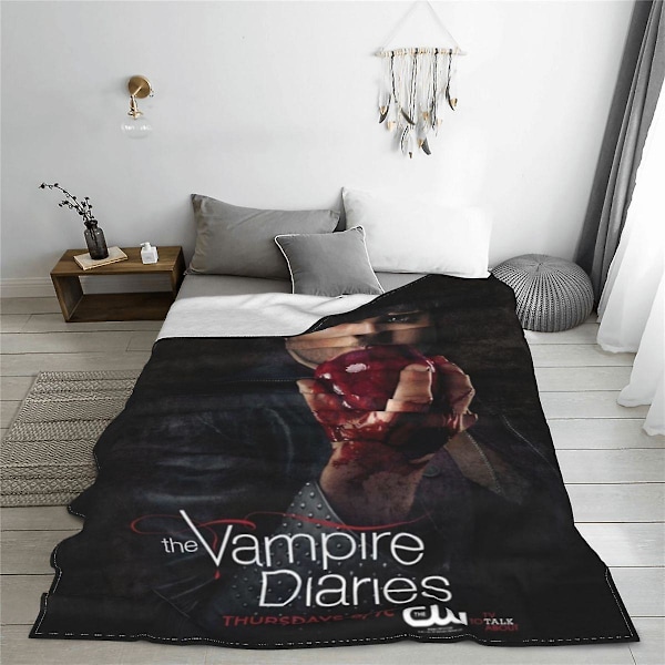 Damon Salvatore The Vampire Diaries -peitto, fleece-kauhuelokuva, monitoiminen lämmin peitto sänkyyn, matkoille ja vuodevaatteisiin